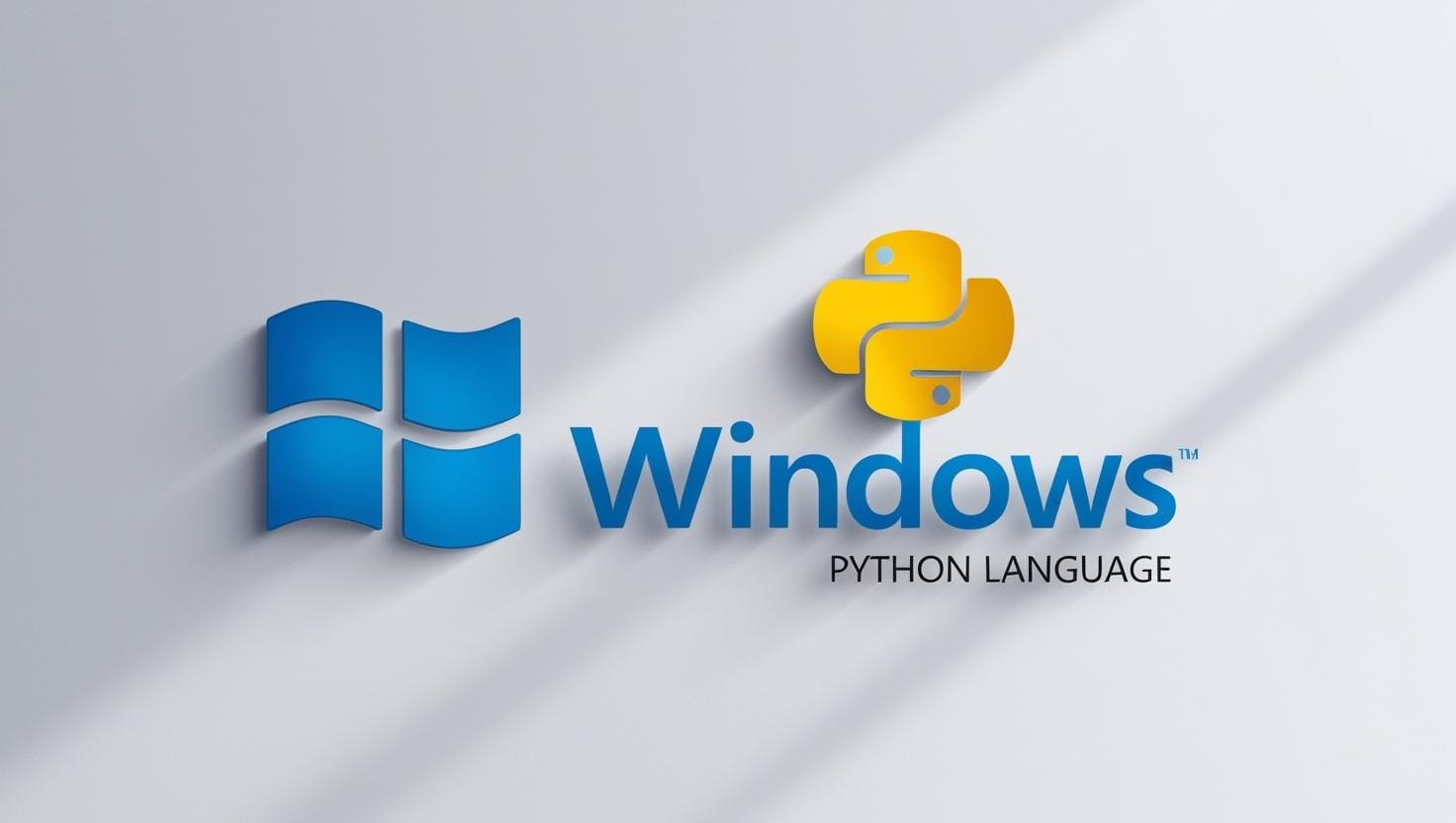 an image with windows logo and python language logo